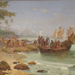 Desembarque de Pedro Álvares Cabral em Porto Seguro em 1500.