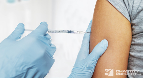 Medical vaccine in shoulder