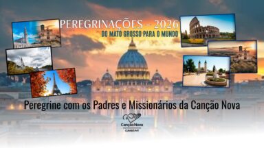 Peregrine com os padres e misisonários da Canção Nova de Cuiabá
