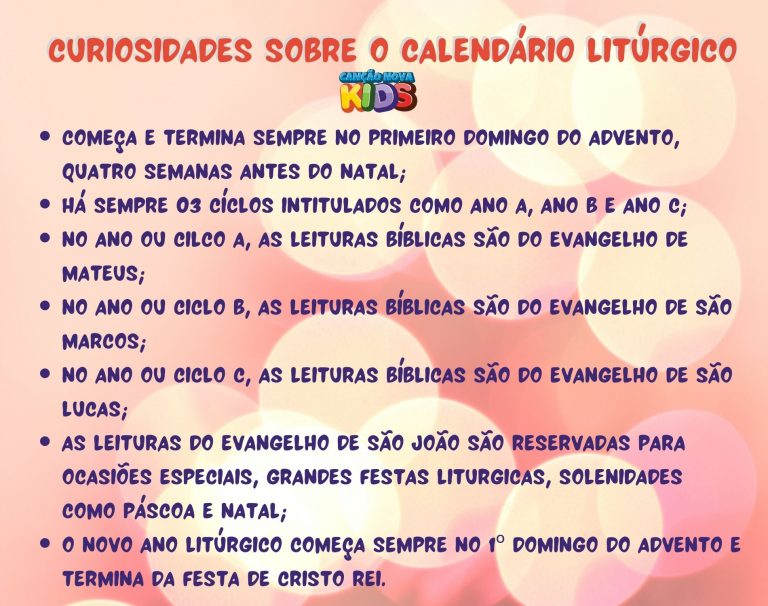 Calendário ou Tempo Litúrgico riqueza da Fé Católica