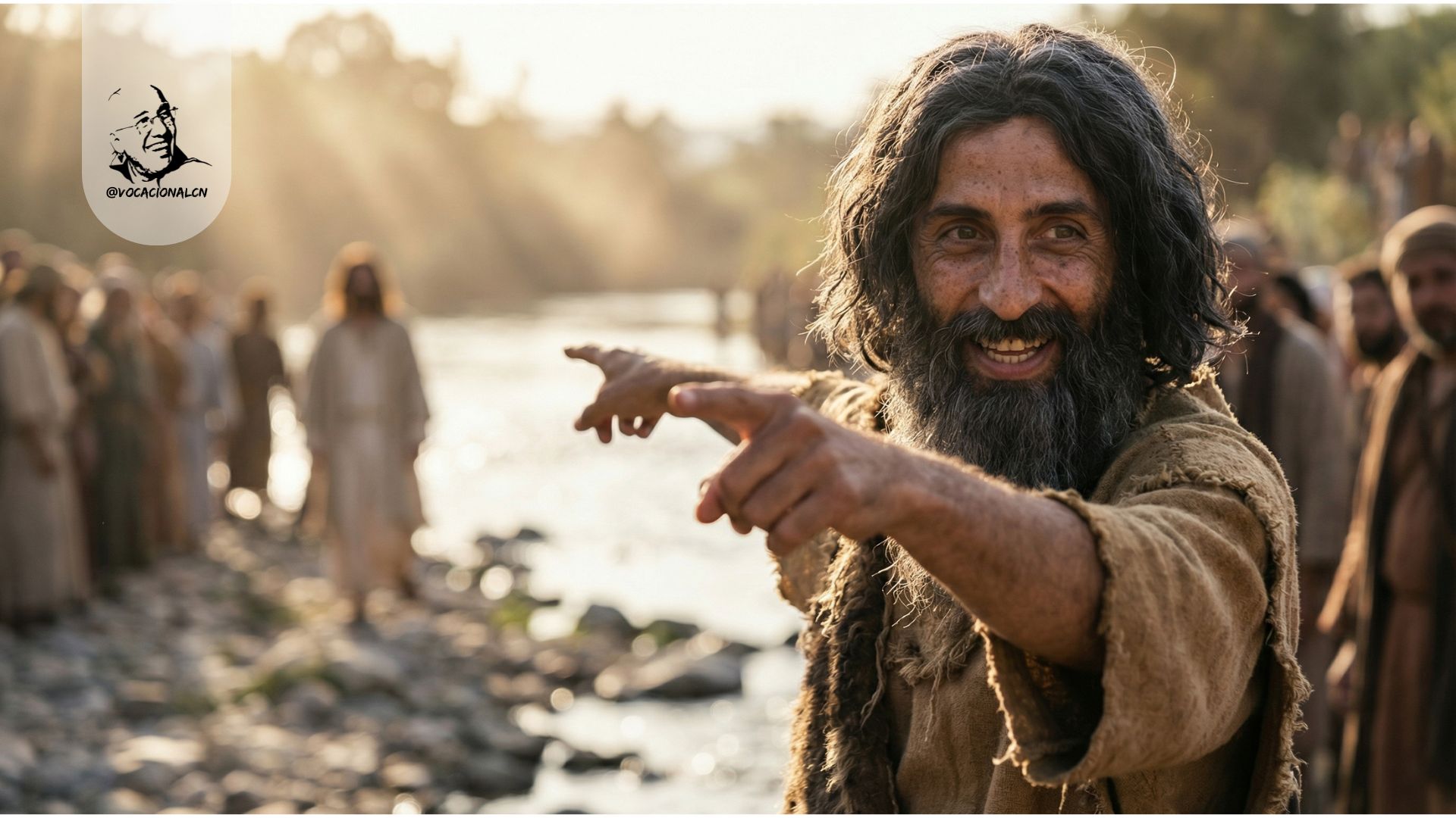 João Batista apontando para Jesus, mostrando o verdadeiro Caminho.